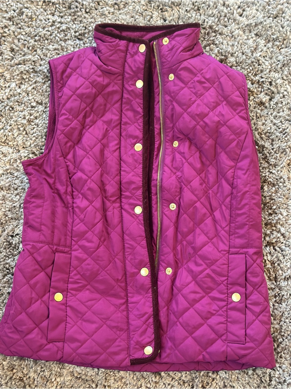 Talbots Quilted Sleeveless Vest in Magenta